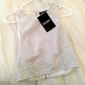Missguided White and Black checkered crop top